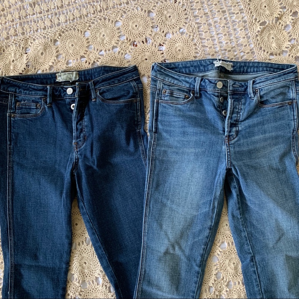 free people button fly jeans two pairs